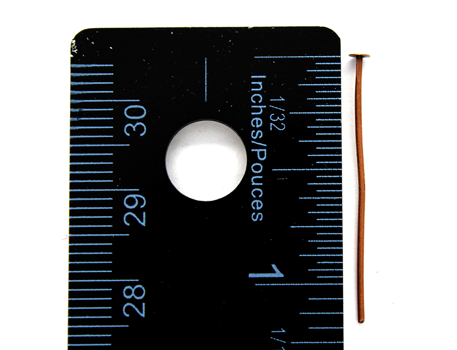 Flat Head Pins, Copper Alloy, 1.13inch, 21 Gauge
