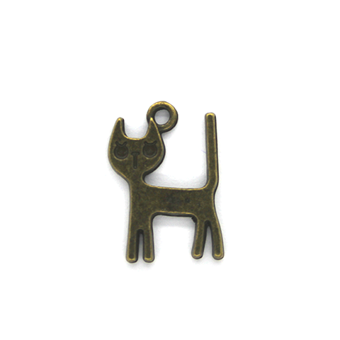 Charms, Worried Cat, Bronze, Alloy, 20mm X 14mm,  Sold Per pkg of 3