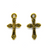 Pendant, Three Dotted Cross, Gold, Alloy, 19mm x 10mm, Sold Per pkg 5