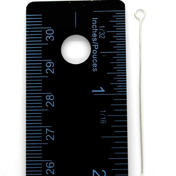 Eye Pins, Bright Silver, Alloy, 2.0 inches, 21 Gauge, Sold Per pkg of Approx 105