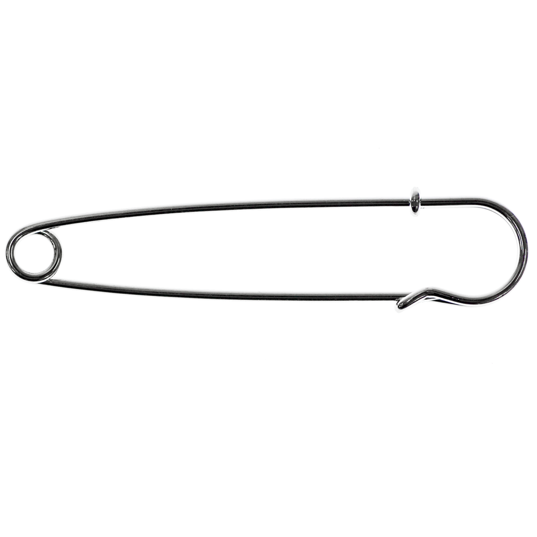 Pins, XL Safety Pin, Silver, Alloy, 70mm x 15mm, 15 Gauge, Sold Per pkg of 2