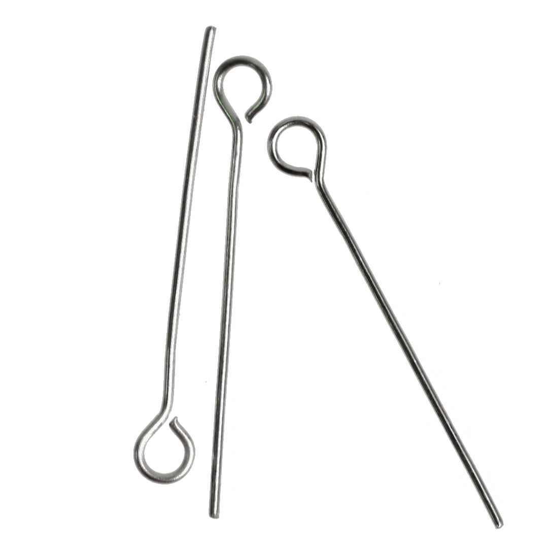 Eye Pins, Silver, Stainless Steel, 0.78 inches, 23 Gauge, Approx 165 pcs per bag