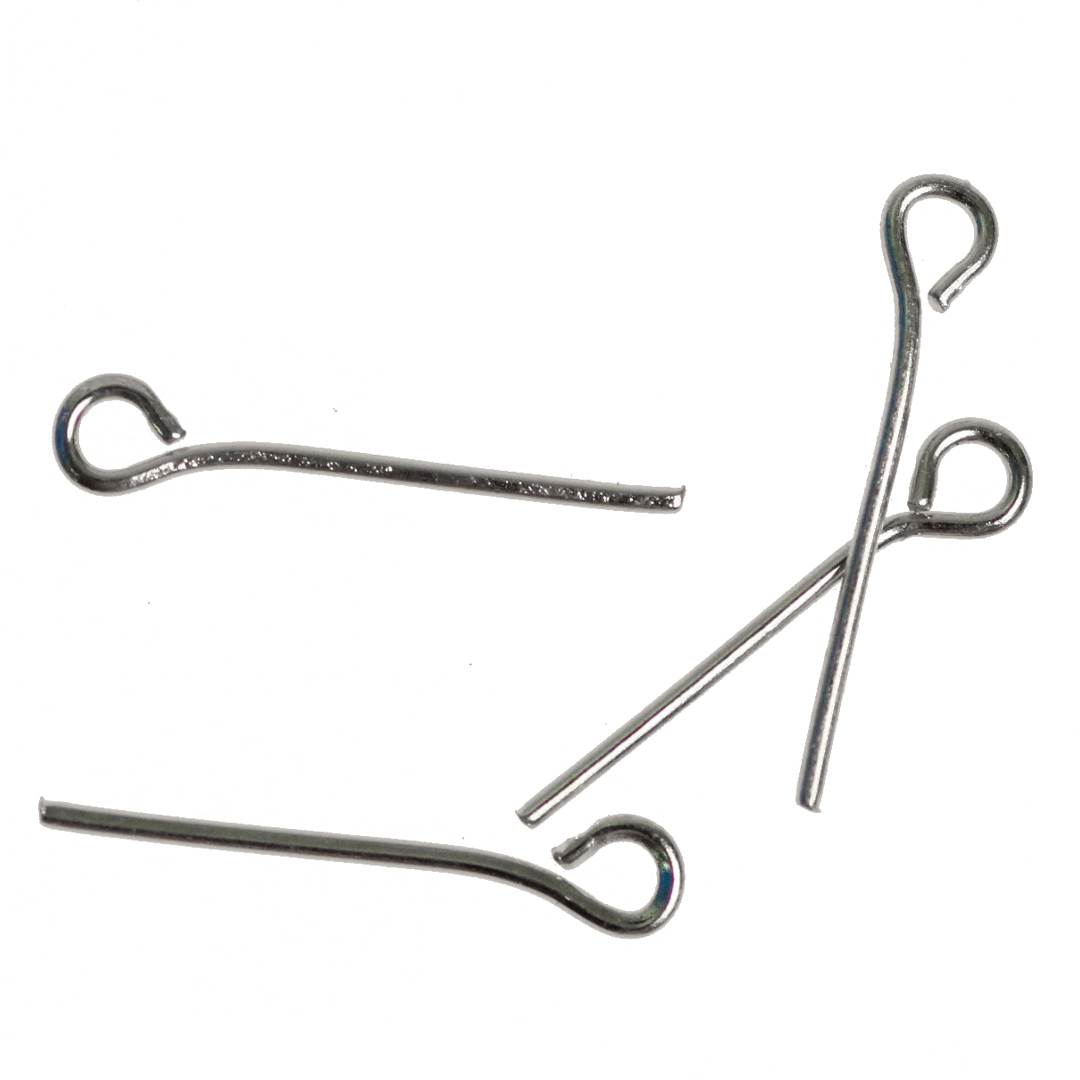 Eye Pins, Silver, Alloy, 0.64 inches, 21 Gauge, Approx 300 pcs/bag