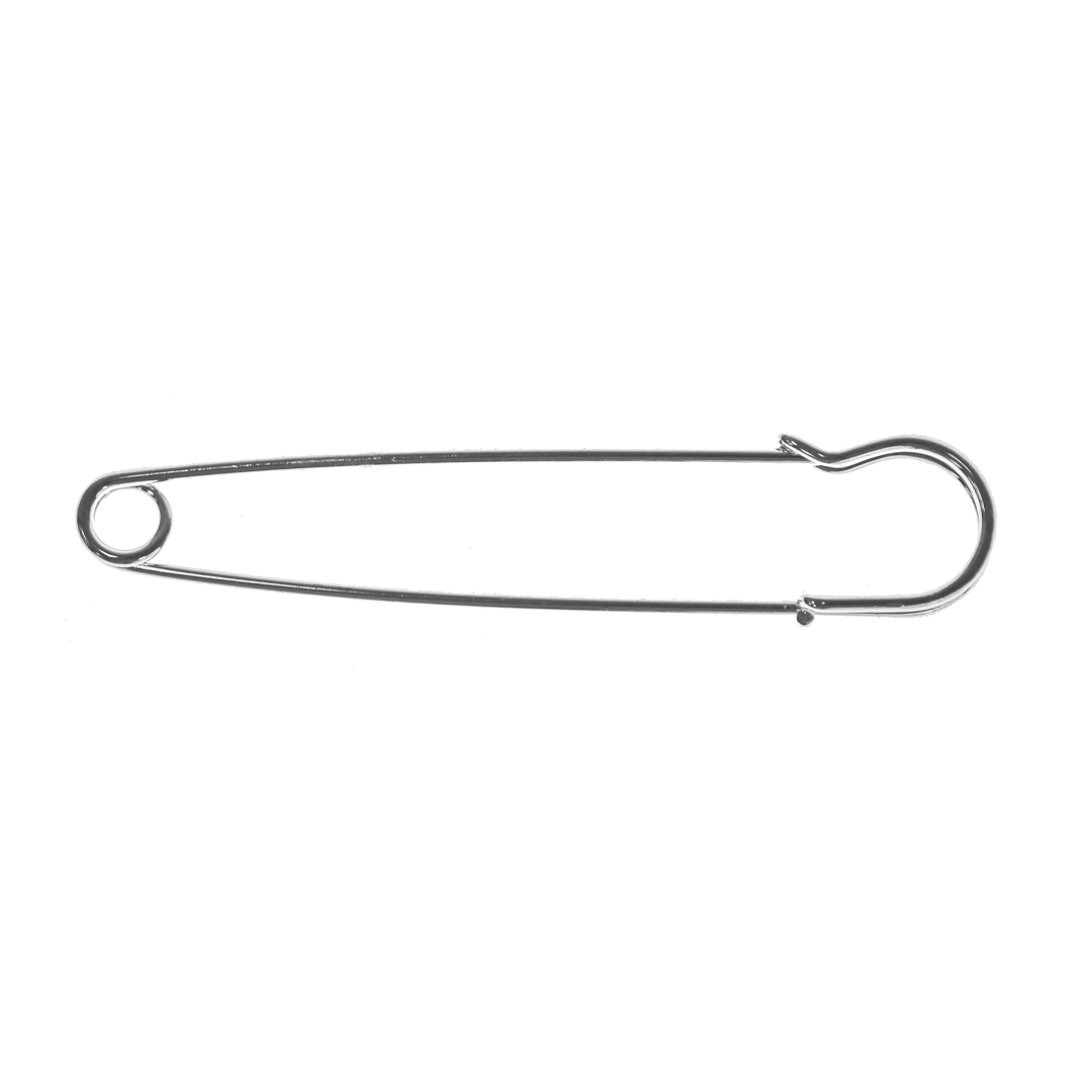 Pins, Safety Pin, Bright Silver, Alloy, 76mm x 16.5mm, 15 Gauge, Sold Per pkg of 2