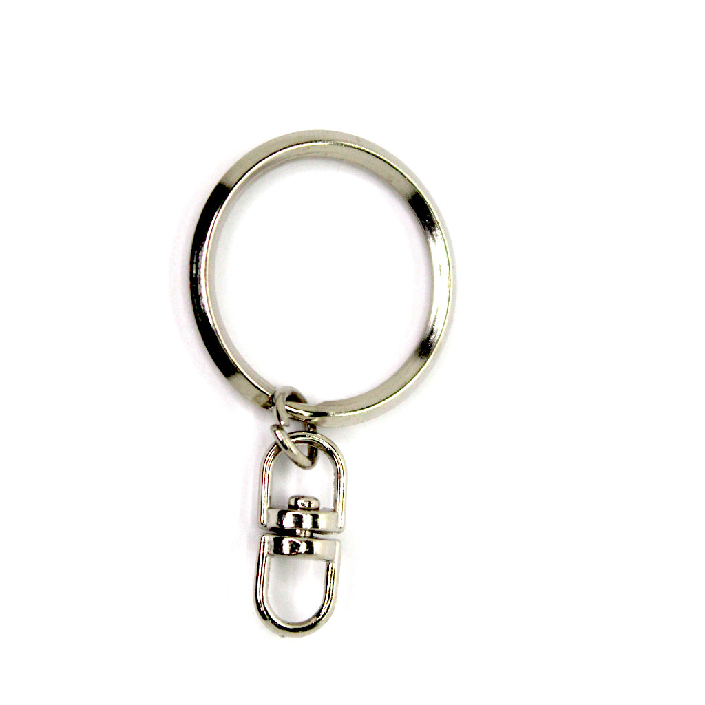 Keychain Rings, Gray, Alloy, 28mm, 16 Gauge, 4pcs sold per bag