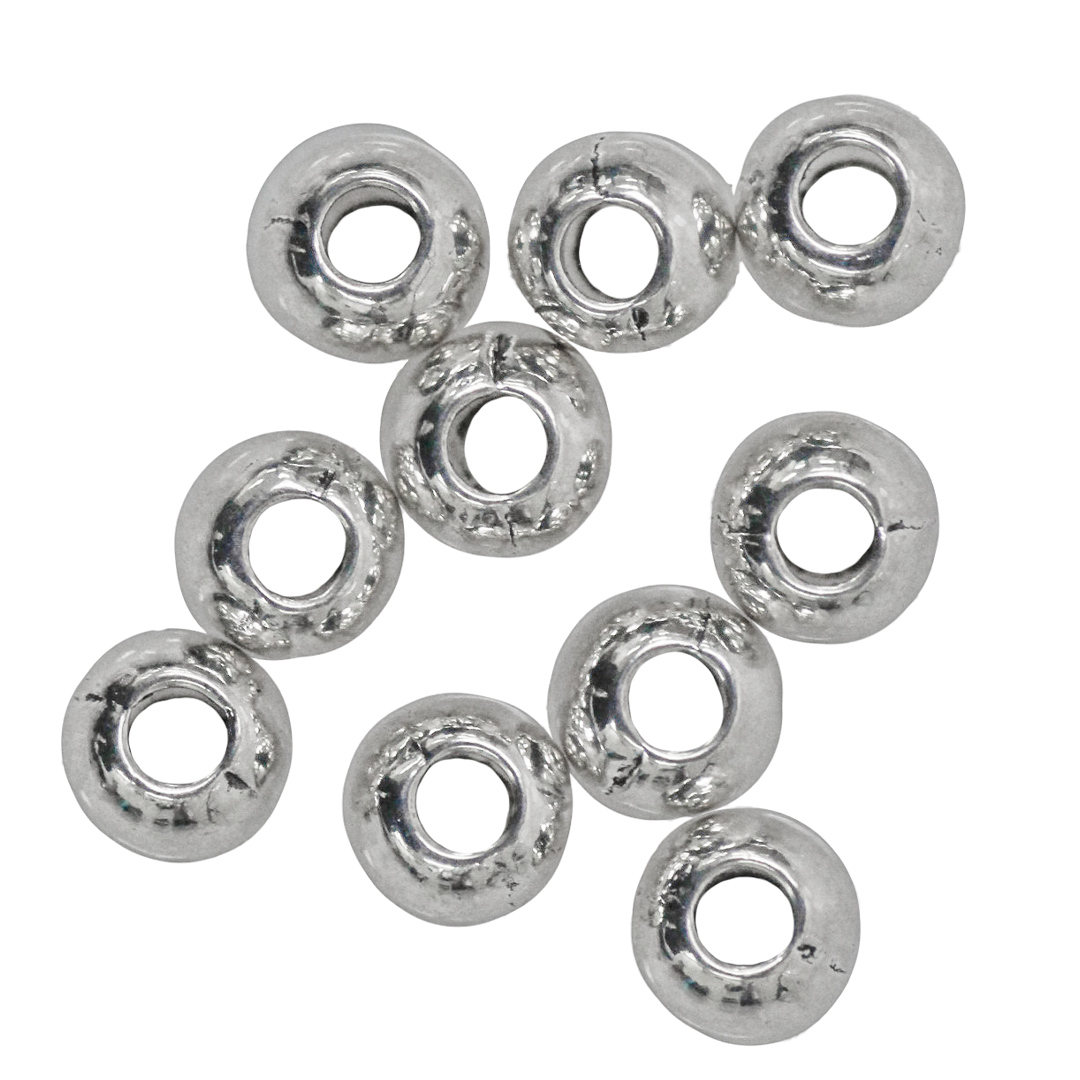 Spacer, Small Ball, Bright Silver, Steel, 5mm x 4mm, Sold Per pkg of 40