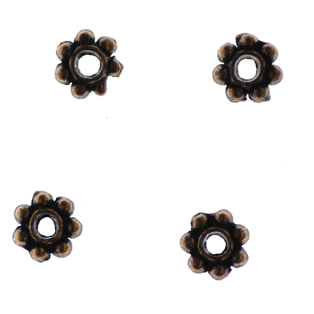 Spacers, Daisy Spacer, Alloy, Brass, 4mm X 4mm, Sold Per pkg of 75+