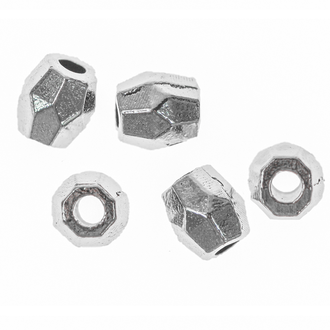 Spacers, Faceted Tube Spacers, Bright Silver, Alloy, 5mm x 5mm, 20 pcs per bag