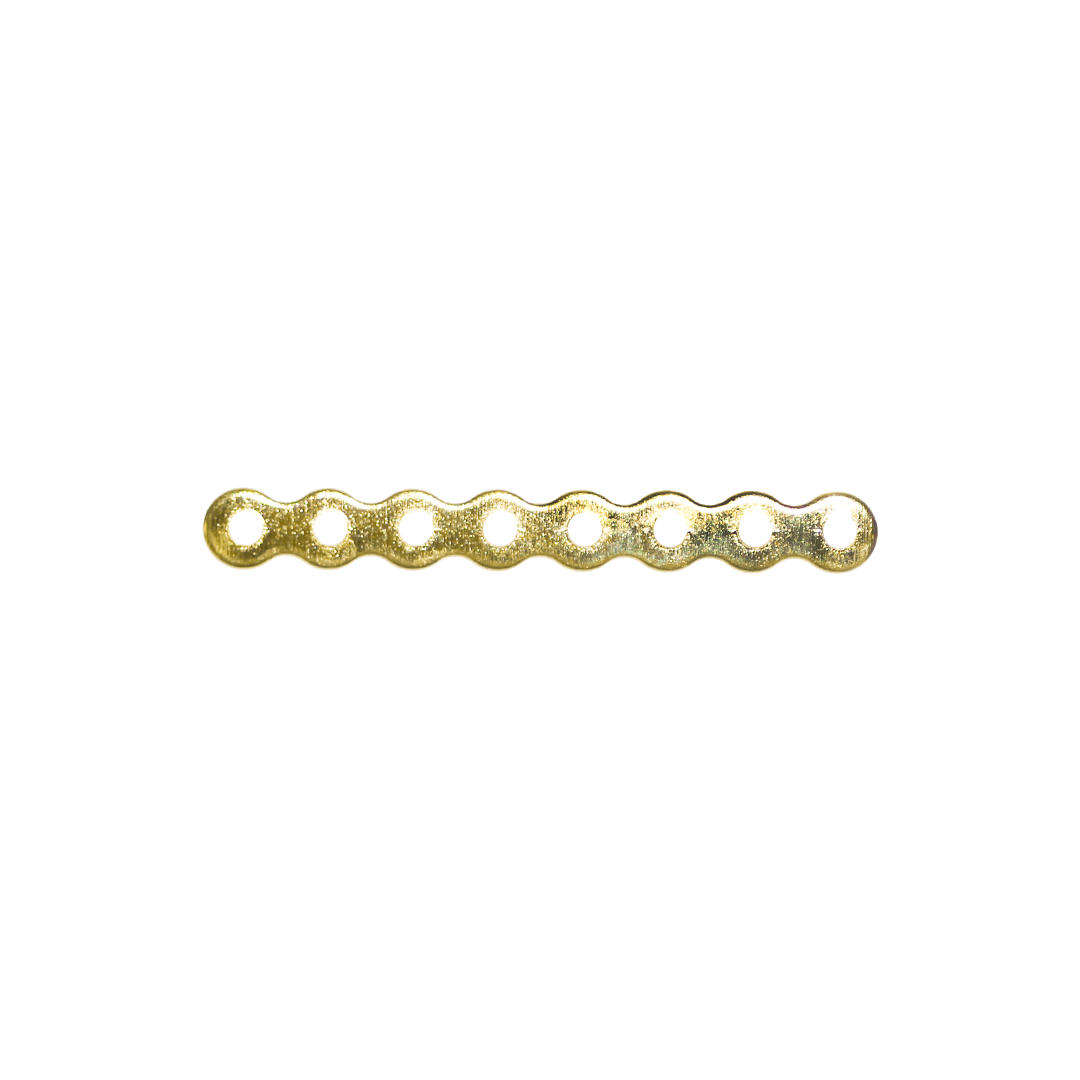 Spacers, Flat Bar, 8-Holes, Gold, Alloy, 3.4mm x 27.7mm x 0.5mm, Sold Per pkg of 24