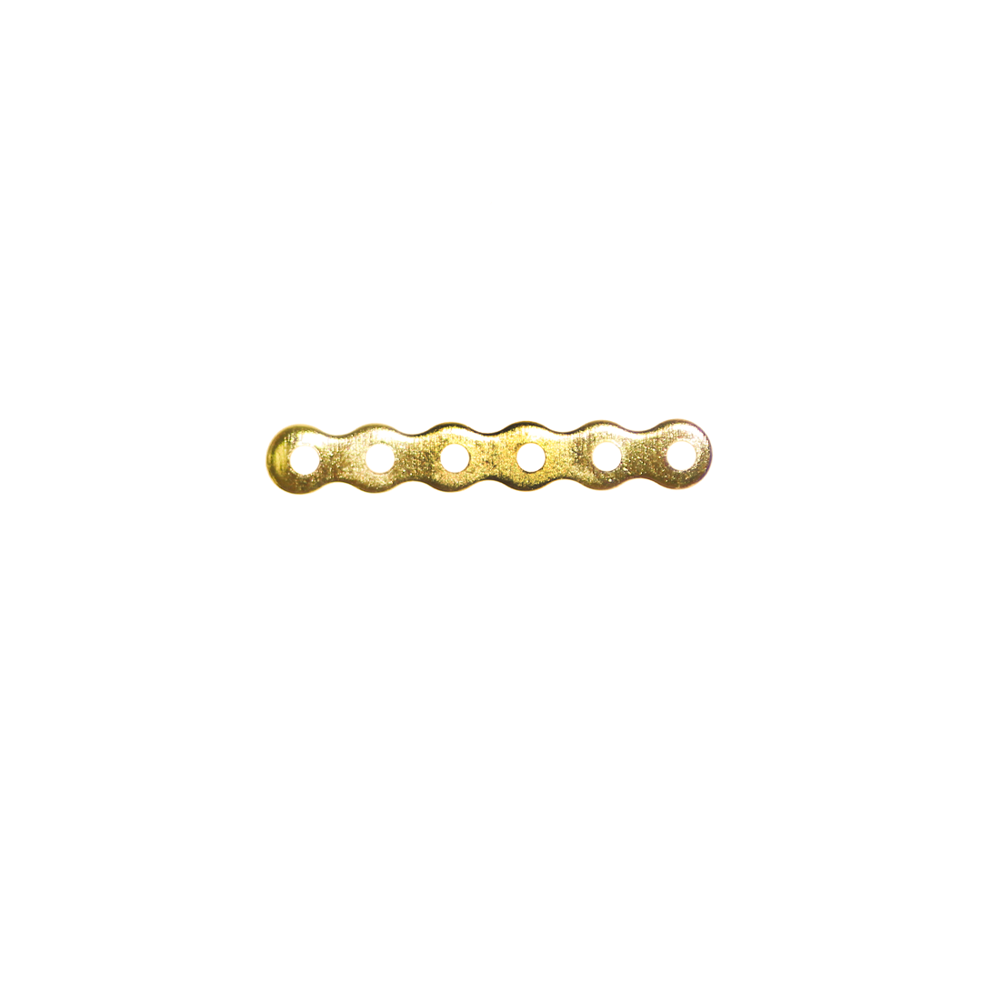 Spacers, Flat Bar, 6-Holes, Alloy, 3.3mm x 20.5mm x 0.5mm, Sold Per pkg of 30, Available in Multiple Colours
