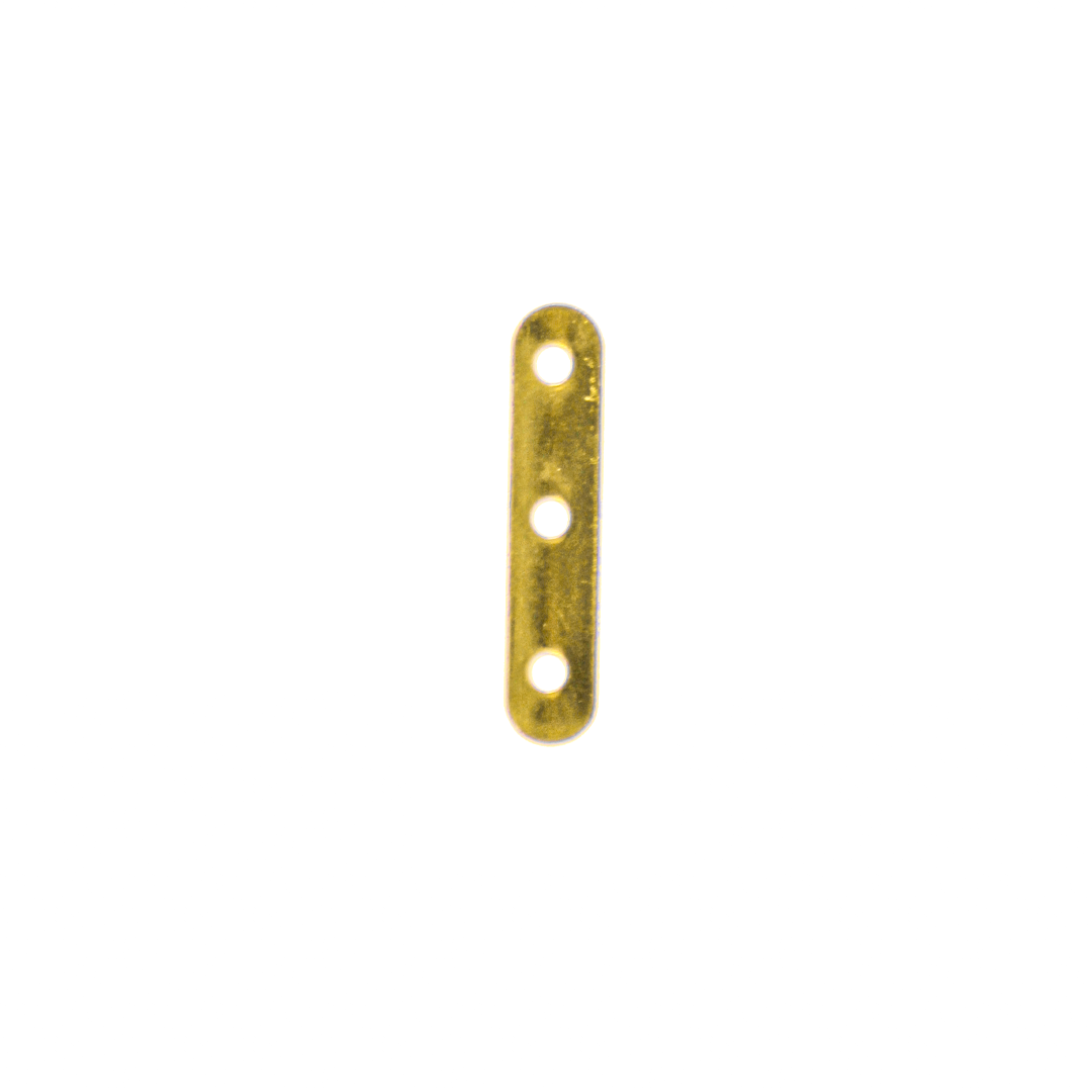 Spacers, Flat Bar, 3-Holes, Gold, Alloy, 3.5mm x 17mm x 0.5mm, Sold Per pkg of 30