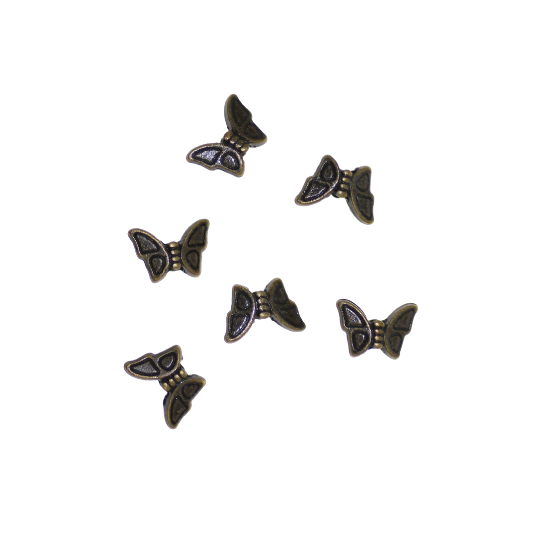Spacers, Butterfly Bead, Brass, Alloy, 5.5mm x 8mm x 2.5mm, Sold Per pkg of 40