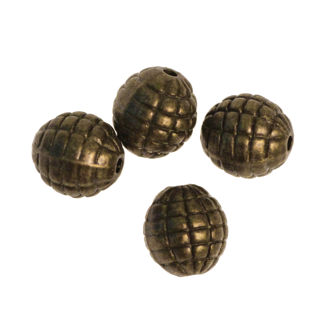 Spacers, Checkered Ball Spacer, Alloy, Bronze 8mm X 8mm, Sold Per pkg of 12