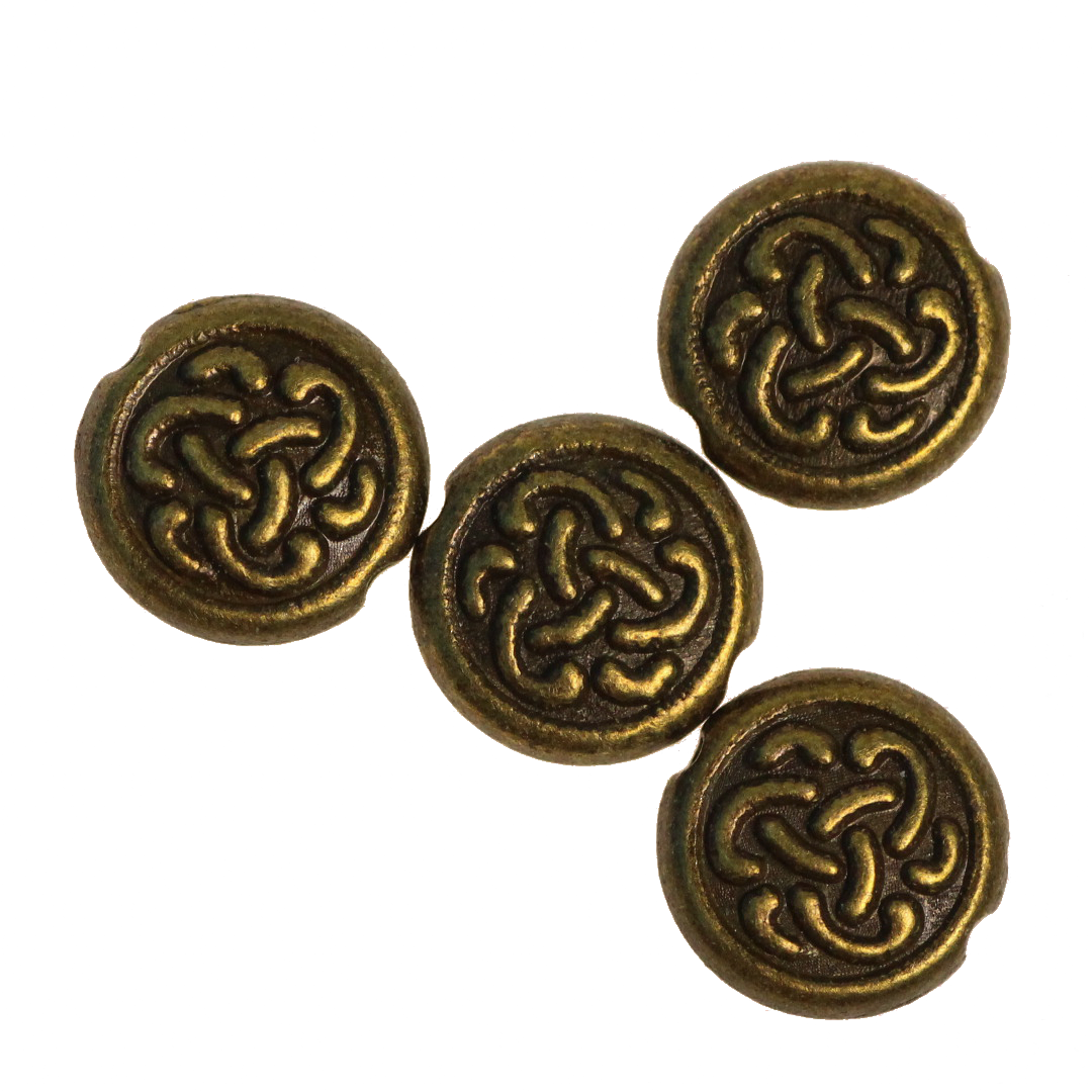 Spacers, Flower Round Spacer, Alloy, Brass, 10mm X 4mm X 4mm, Sold Per pkg of 10
