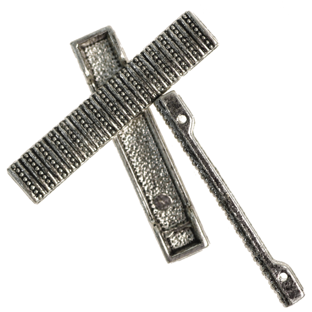 Spacers, Dotted Bar Spacer, Alloy, Silver, 40mm X 8mm X 3mm, Sold Per pkg of 3