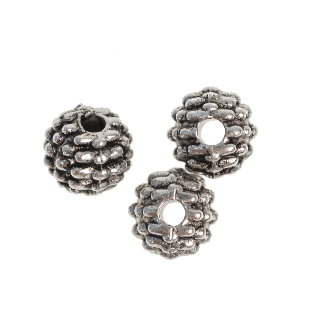 Spacer, Dotted Barrel, Antique Silver, Alloy, 6mm x 6.4mm, 10 pcs/bag
