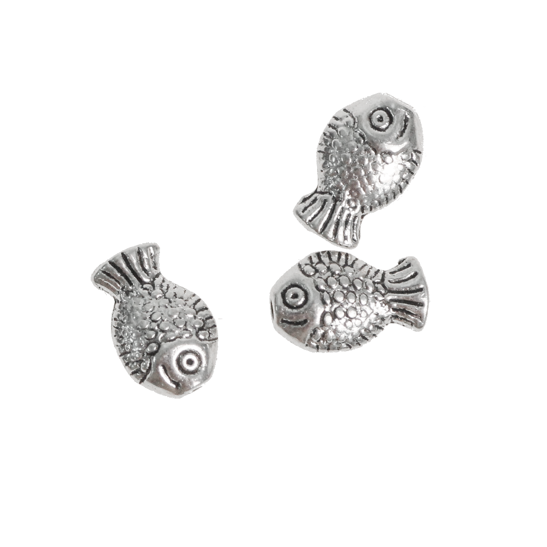 Spacers, Fish Spacer, Alloy, Silver, 9mm x 6mm x 3mm, 10 pcs per bag