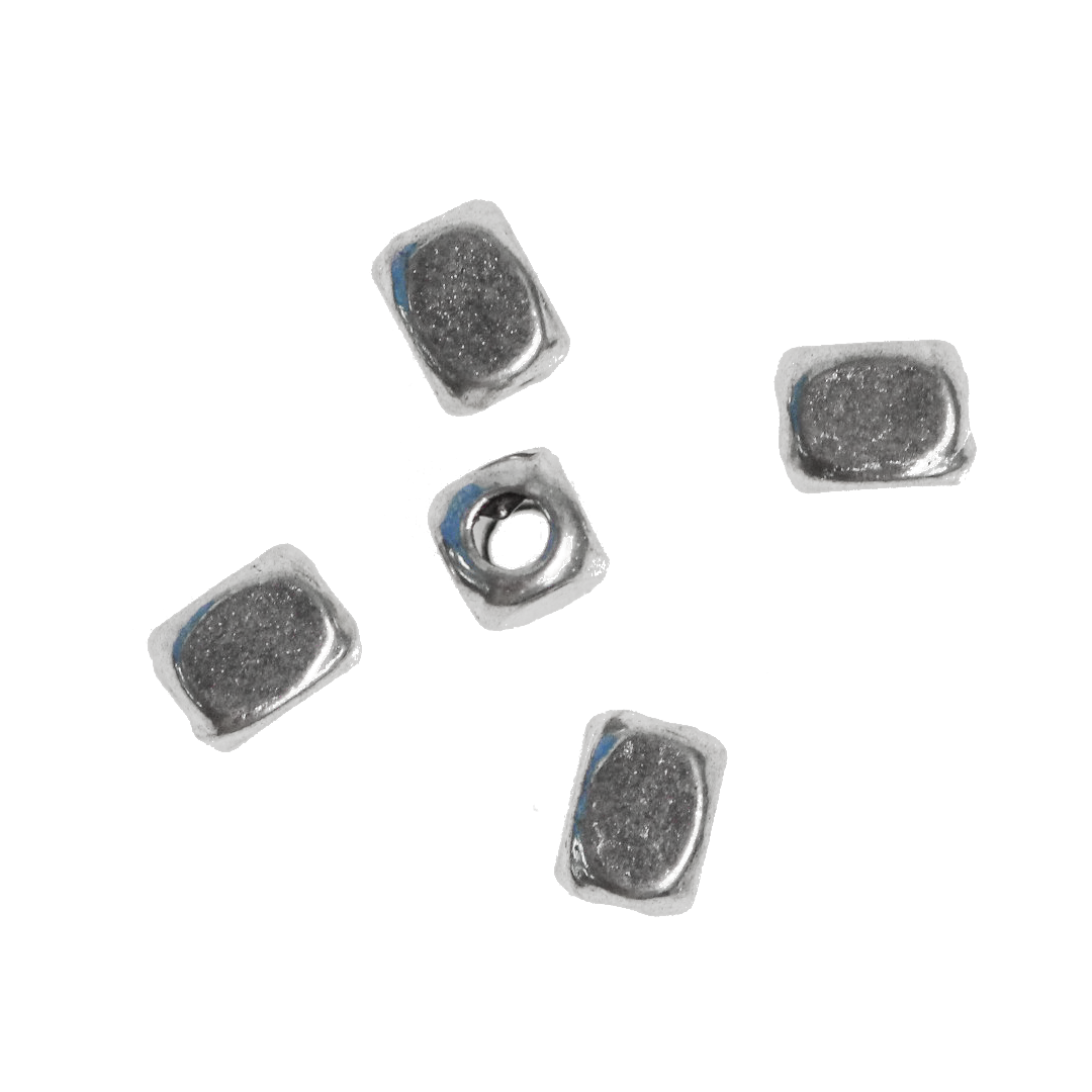 Spacers, Rectangle Spacer, Alloy, Silver, 3.5mm x 4mm, 20 pcs per bag