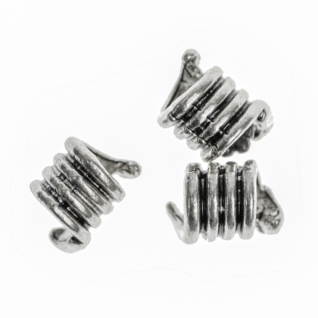 Spacers, Coiled Snake, Silver, Alloy, 10.5mm x 7mm x 3mm, Sold Per pkg of 8