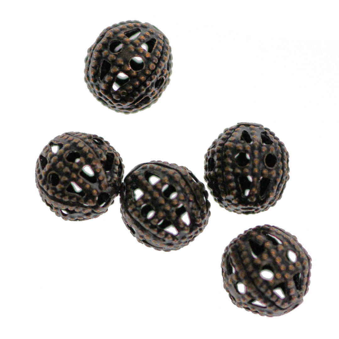 Spacers, Net Dotted Ball, Copper, Alloy, 6mm x 6mm, Sold Per pkg of 20