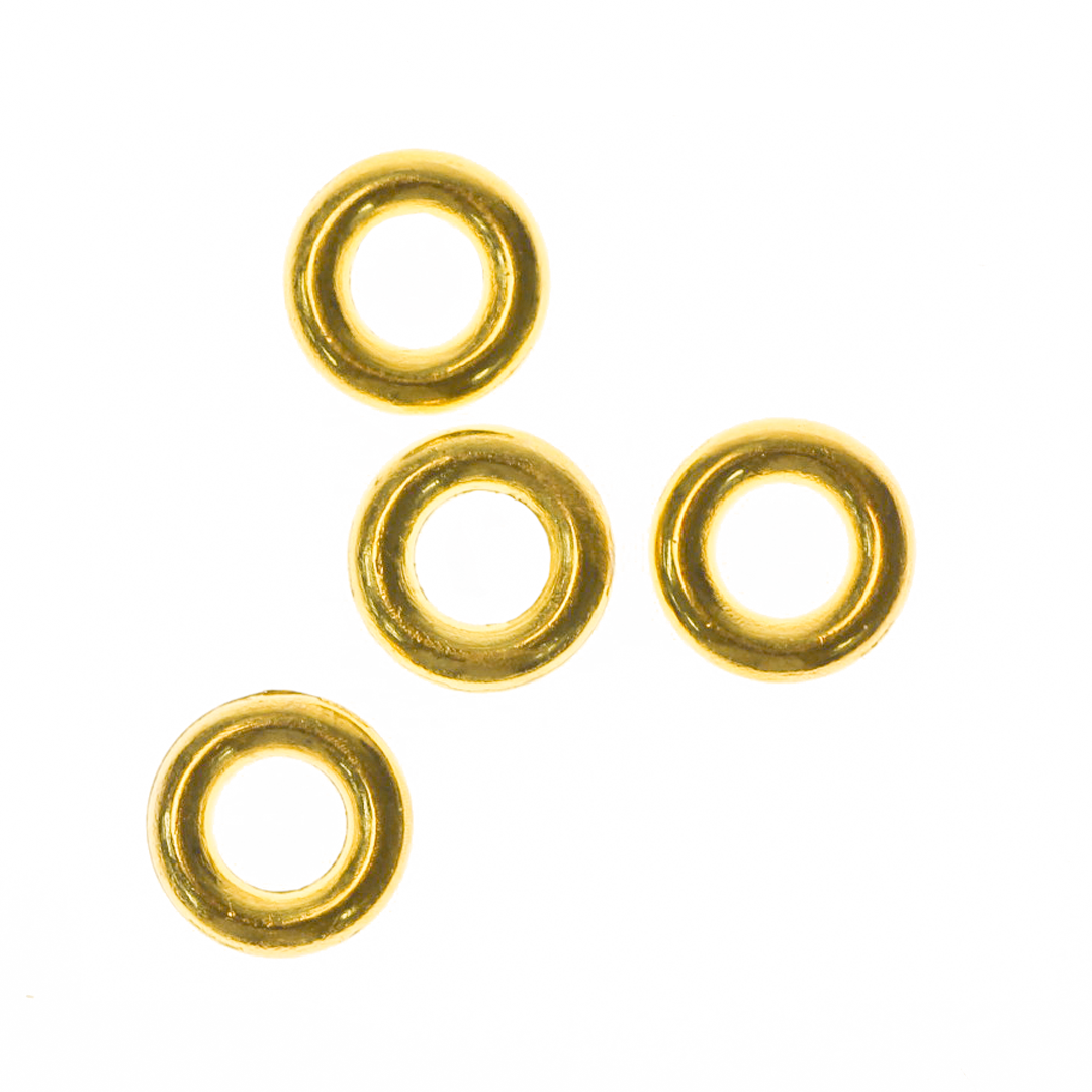 O Spacer Bead, Gold, Alloy, Round, 8mm, 14 Gauge, Sold Per pkg of 40