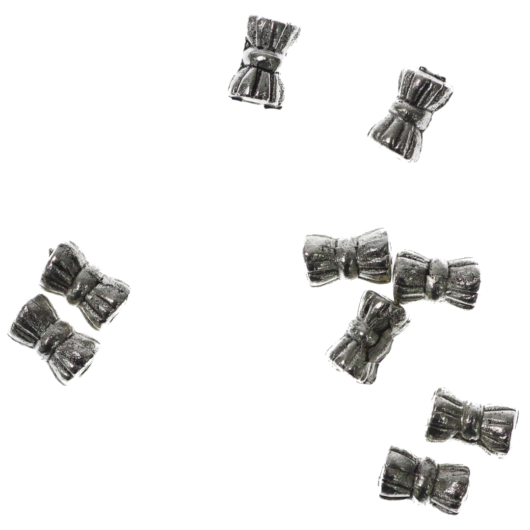 Spacer, Hourglass Bead, Silver, Alloy, 5.5mm x 3.5mm, Sold Per pkg of 40