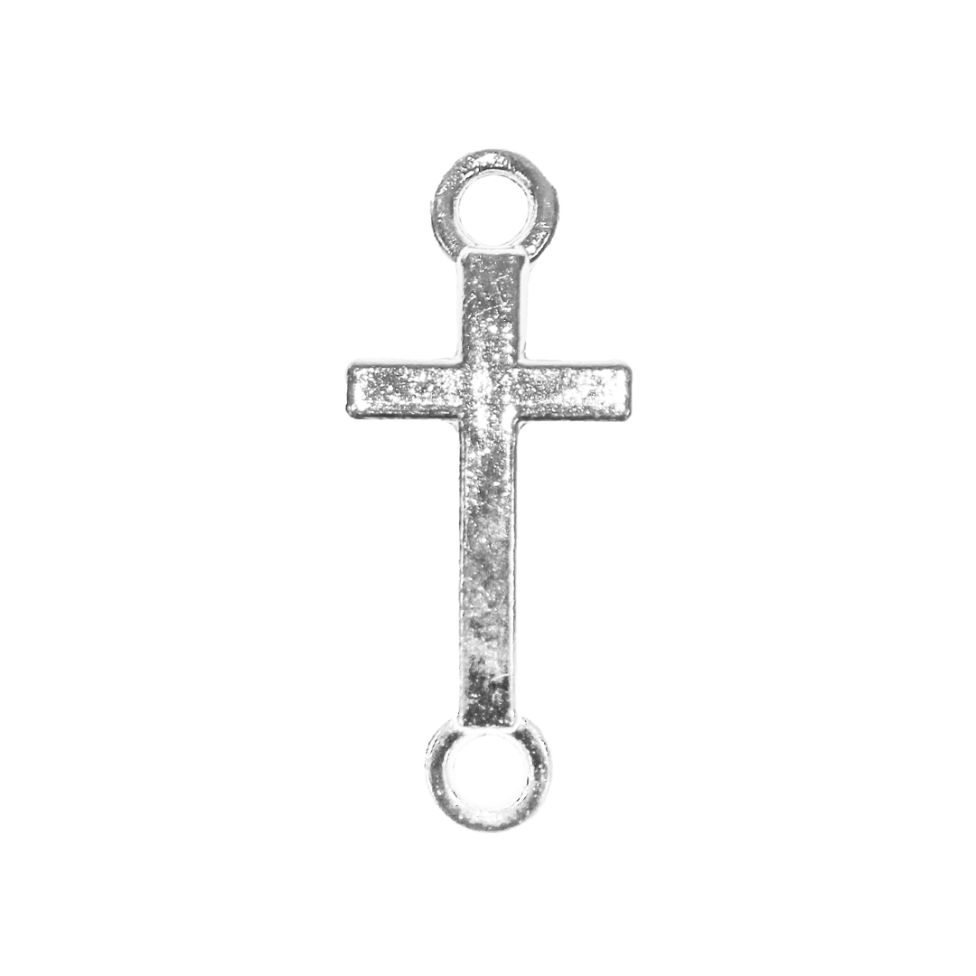 Connector, Plain Curved Cross, Bright Silver, Alloy, 20mm x 8.5mm, Sold Per pkg of 14