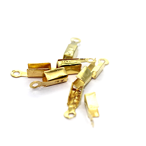 Terminators, Fold Over, Gold, Alloy, 10mm x 3mm, 90+ pcs per bag