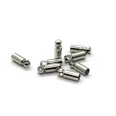 Terminator, Cord Ends Caps, Silver, Alloy, 7mm x 2mm, Sold Per pkg of 12