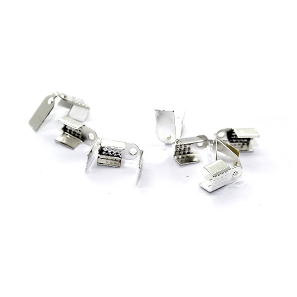 Terminator, Fold Over Ends, Silver, Alloy, 9mm x 5mm, Sold Per pkg of 20