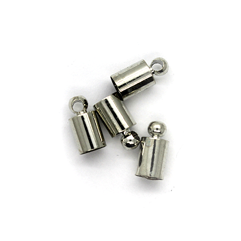 Terminator, Cord Ends Caps, Silver, Alloy, 9mm x 4mm, Sold Per pkg of 10