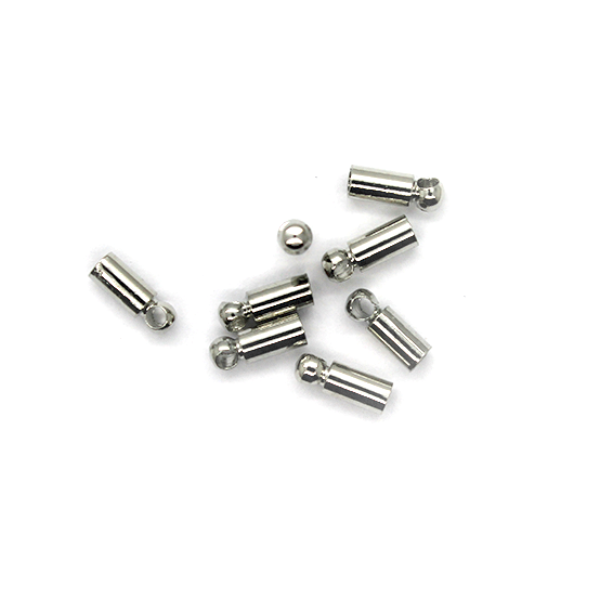 Terminator, Cord Ends Caps, Silver, Alloy, 7mm x 2mm, Sold Per pkg of 12