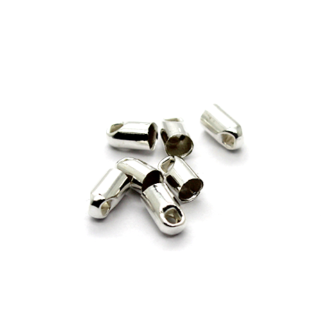 Terminator, Cord Ends, Silver, Alloy, 5mm x 3mm, Sold Per pkg of 15