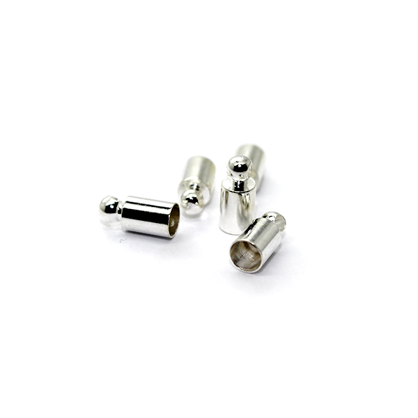 Terminator, Cord Ends, Silver, Alloy, 9mm x 4mm x 4mm, Sold Per pkg of 12