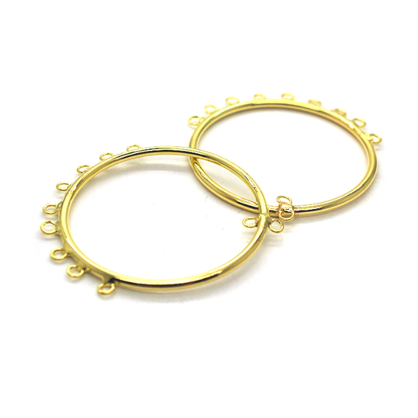 Earring Hoop with Loops, Gold, Alloy, 46mm x 40mm x 2mm, Sold Per pkg of 4