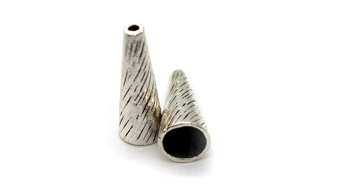 Bead Cone, Zinc Alloy, Silver, 37mm x 14mm x 14mm, Sold Per pkg of 1
