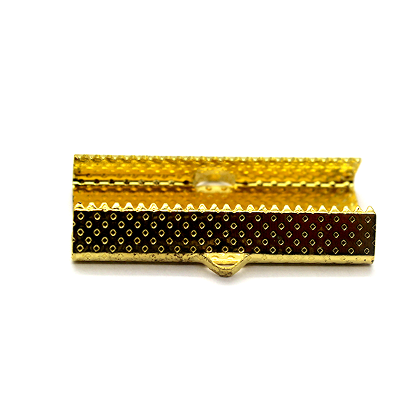 Terminators, Ribbon Crimp End, Gold, Alloy, 35mm x 8mm, Sold Per pkg of 10