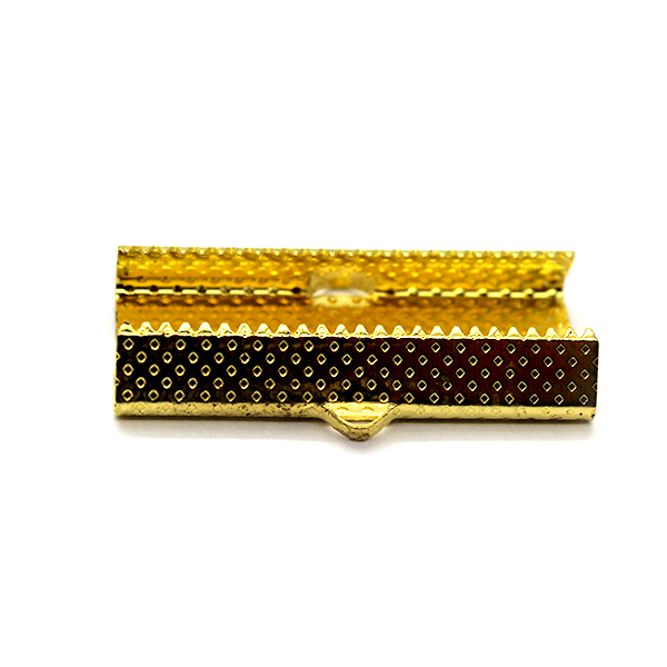 Terminators, Ribbon Crimp End, Bright Gold, Alloy, 35mm x 8mm, Sold Per pkg of 6