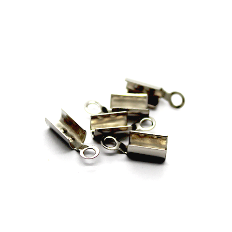 Terminators, Fold Over, Silver, Alloy, 10mm x 9mm, Sold Per pkg of 6