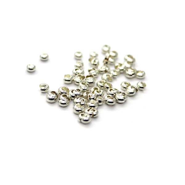 Crimps, Cover, Bright Silver, Alloy, 3mm, Sold Per pkg of 60