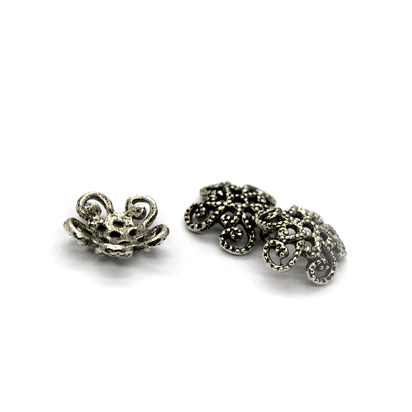 Bead Cap, Flower, Alloy, Silver, 11mm x 11mm, Sold Per pkg of 10