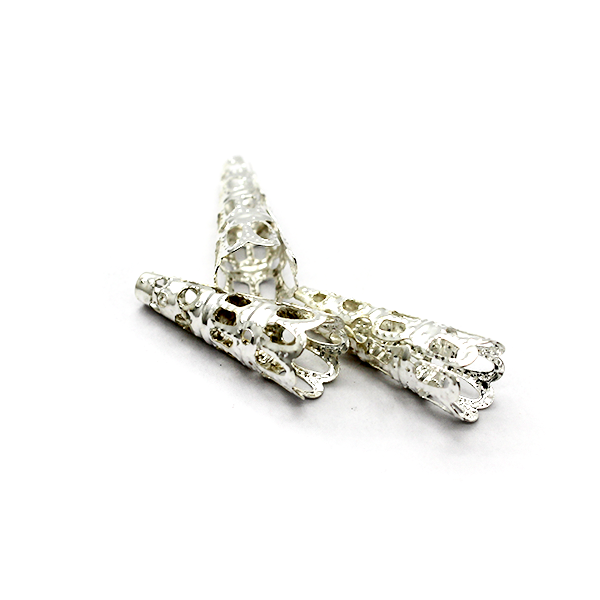 Bead Cone, Tower, Alloy, Bright Silver, 22mm x 8mm, Sold Per pkg of 14