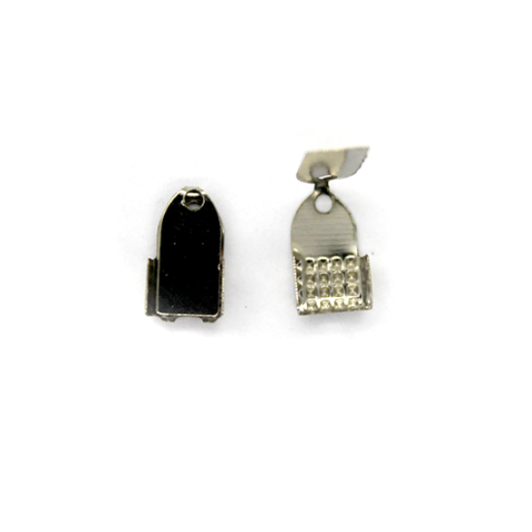 Terminators, Fold Over, Silver, Alloy, 11mm x 6mm, Sold Per pkg of 35