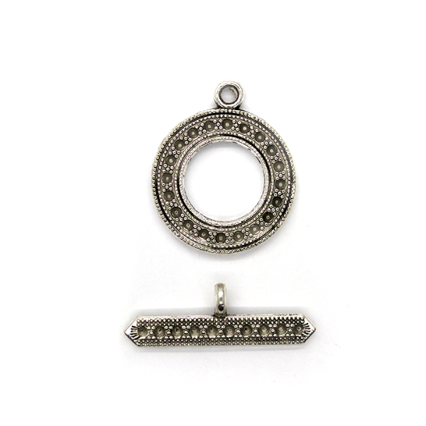 Clasp, Toggle Clasp, Silver, Alloy, (Ring) 30mm x 25mm,  Sold Per pkg of 1