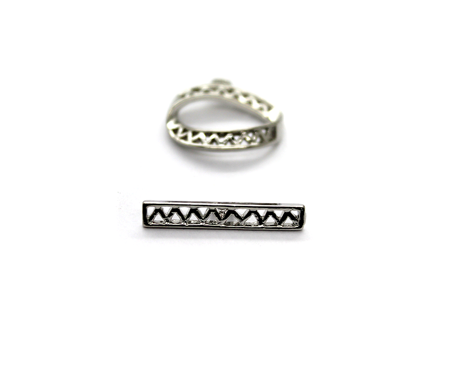 Clasp, Toggle Clasp, Silver, Allloy, Sold Per pkg of 1