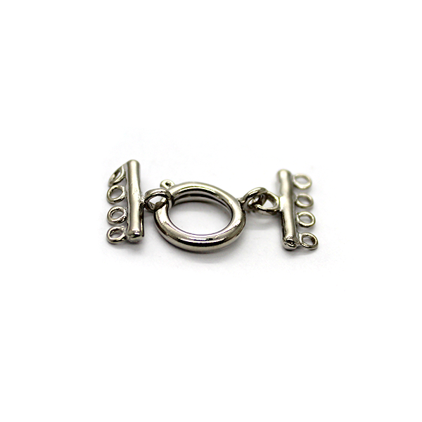 Clasp, Toggle Clasp with Loops, Silver, Alloy, Sold Per pkg of 1
