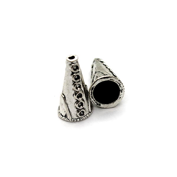Bead Cone, Lined Circles, Alloy, Silver, 20mm x 10mm, Sold Per pkg of 4