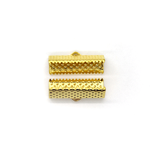 Terminators, Ribbon Crimp End, Bright Gold, Alloy, 20mm x 7.5mm, Sold Per pkg of 12