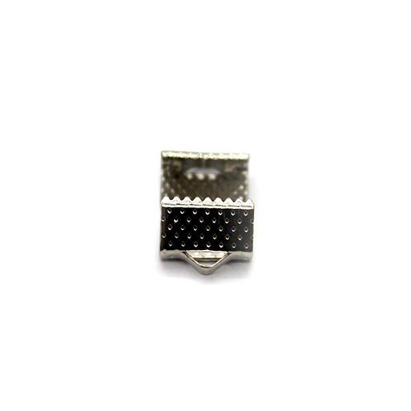 Terminators, Ribbon Crimp End, Silver, Alloy, 10mm x 7.5mm, Sold Per pkg of 10