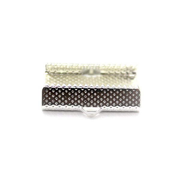Terminators, Ribbon Crimp End, Bright Silver, Alloy, 8mm x 25mm, Sold Per pkg of 12